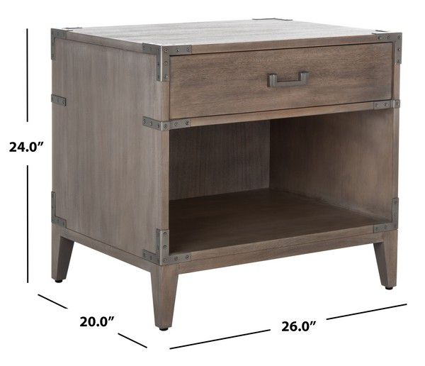 Safavieh Nisha 1 Drawer Wood Nightstand - Light Brown | Nightstands | Modishstore - 3