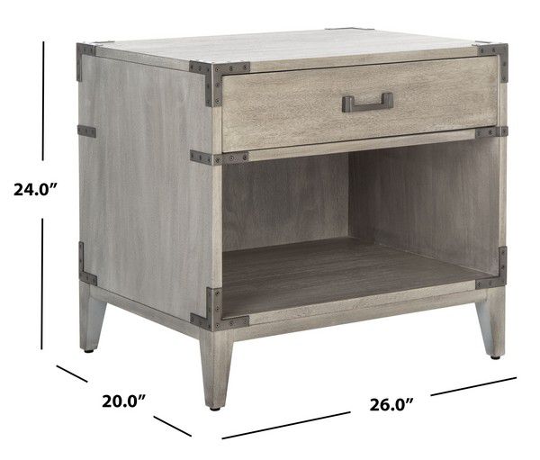 Safavieh Nisha 1 Drawer Wood Nightstand - Light Gray | Nightstands | Modishstore - 3