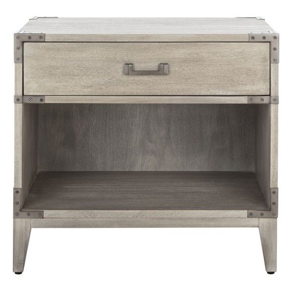 Safavieh Nisha 1 Drawer Wood Nightstand - Light Gray | Nightstands | Modishstore - 2