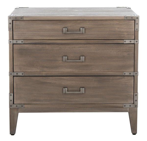 Safavieh Nisha 3 Drawer Wood Nightstand - Light Brown | Nightstands | Modishstore - 2