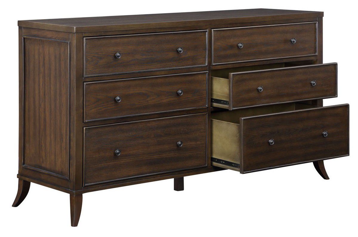 Safavieh Tobias 6 Drawer Dresser - Dark Walnut | Dressers | Modishstore - 4