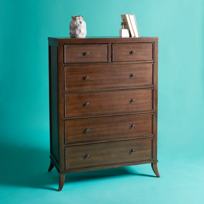 Safavieh Tobias 6 Drawer Tall Dresser - Dark Walnut Modish Store Safavieh Tobias 6 Drawer Tall Dresser - Dark Walnut Modish Store