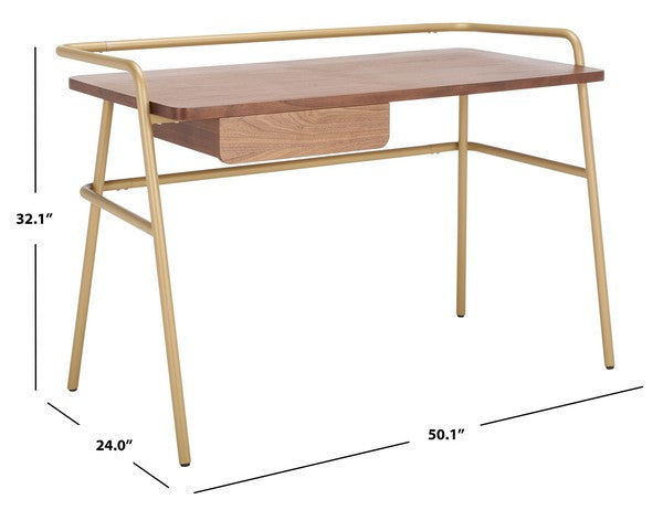 Safavieh Regis Metal And Wood Desk | Desks | Modishstore - 4