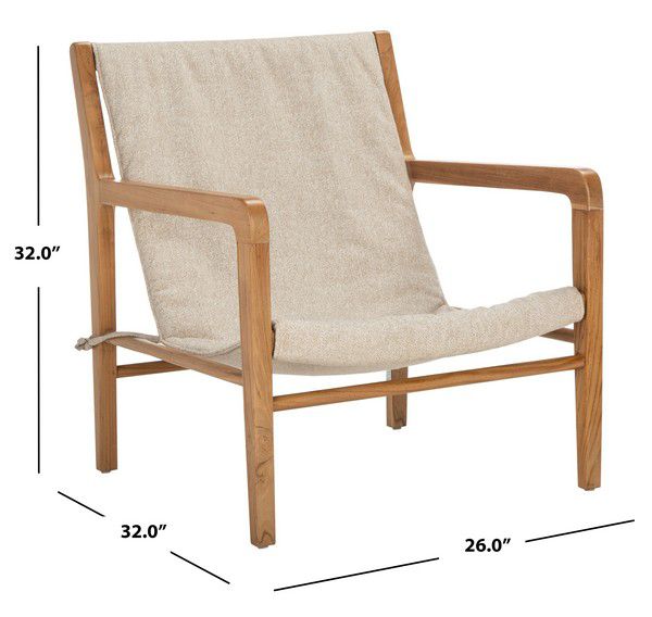 Safavieh Osmond Linen Sling Chair - Sand | Accent Chairs | Modishstore - 3