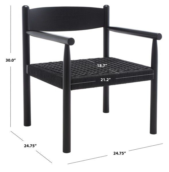 Safavieh Adalee Danish Rope Accent Chai - Black | Accent Chairs | Modishstore - 3