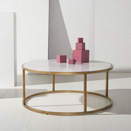 Safavieh Brynna Rd Marble Coffee Table - Bronze | Coffee Tables | Modishstore