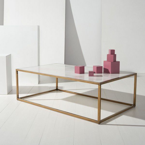 Safavieh Brynna Rect Marble Coffee Table - Bronze | Coffee Tables | Modishstore