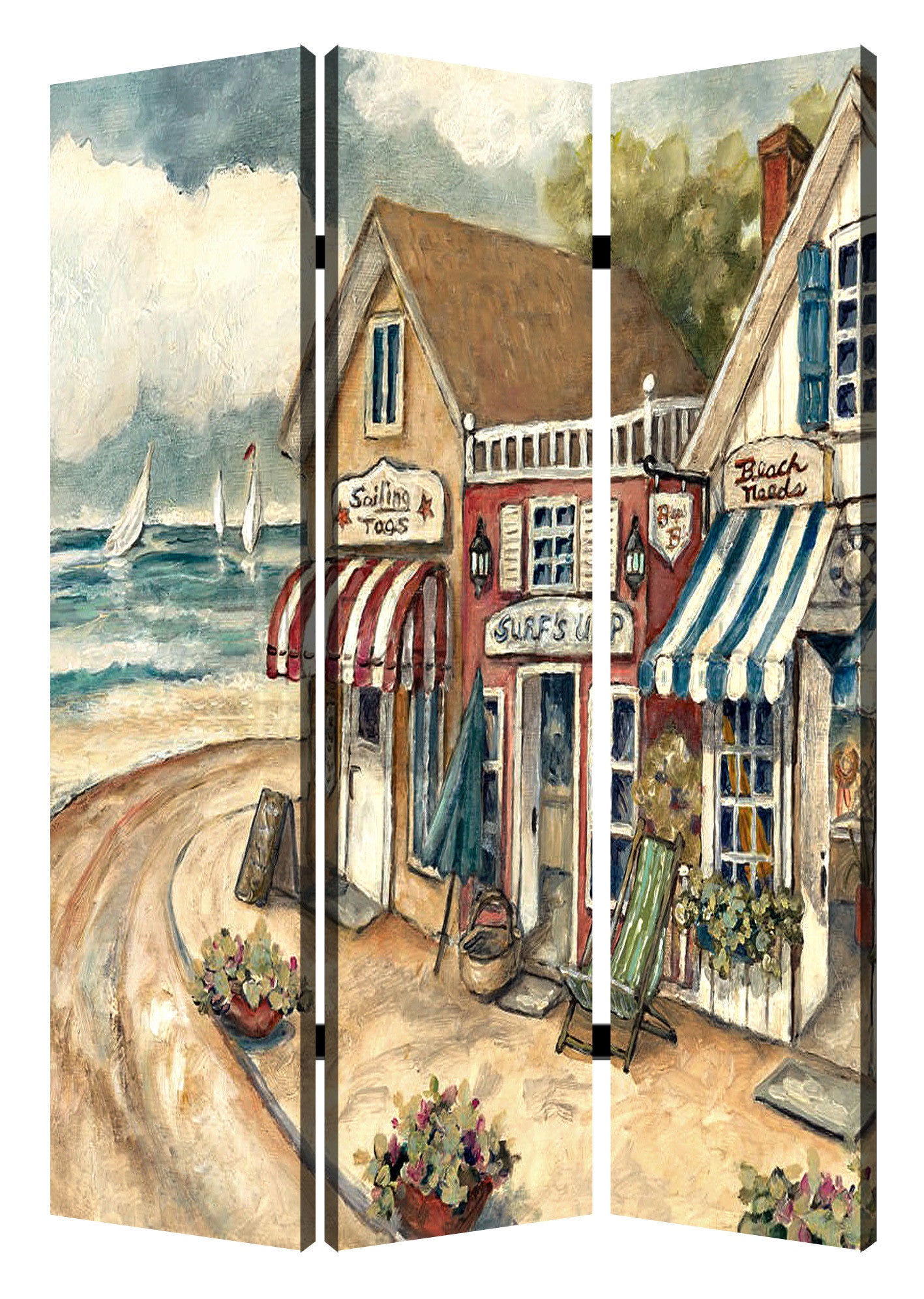 Screen Gems Seaside Town Screen - SG-246 | Room Divider | Modishstore