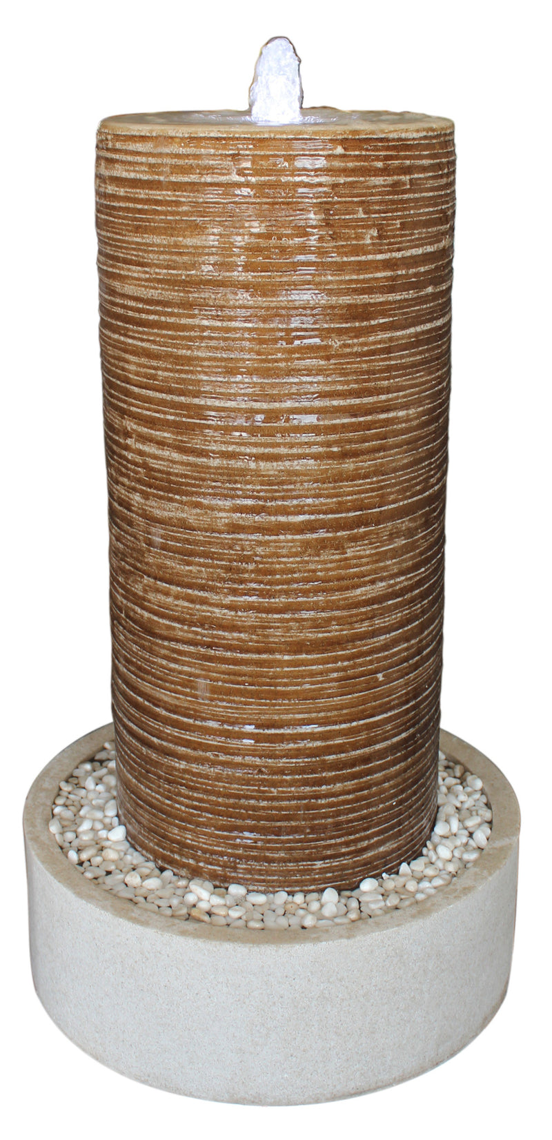 Screen Gems Ribbed Column + Round Base, With Pebbles Fountain - SGS-1002 | Outdoor Decor | Modishstore