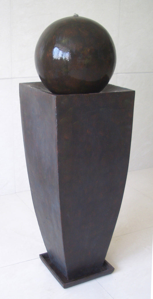 Screen Gems Coppery Finish Square Tall Vase W/Ball Fountain - SGS3201LED | Outdoor Decor | Modishstore