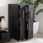 Baxton Studio Lindo Dark Brown Wood Bookcase with Two Pulled-out Doors Shelving Cabinet | Modishstore | Cabinets