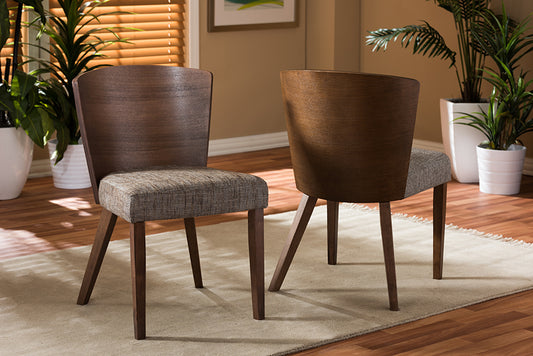 Baxton Studio Sparrow Brown and "Gravel" Wood Modern Dining Chair (Set of 2) | Modishstore | Dining Chairs