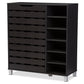 baxton studio shirley modern and contemporary dark brown wood 2 door shoe cabinet with open shelves | Modish Furniture Store-2