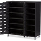 baxton studio shirley modern and contemporary dark brown wood 2 door shoe cabinet with open shelves | Modish Furniture Store-3