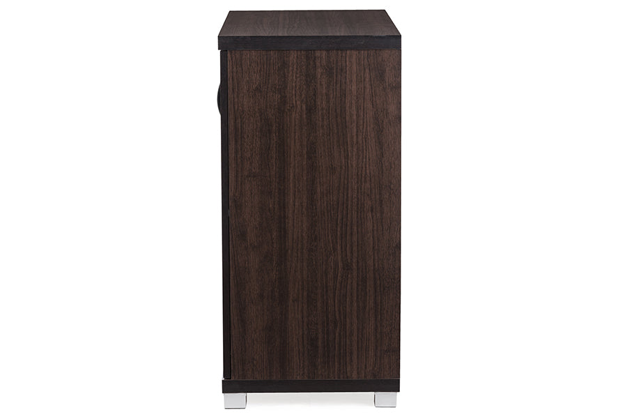 Baxton Studio Zentra Modern and Contemporary Dark Brown Sideboard Storage Cabinet with Glass Doors | Bookcases | Modishstore - 2