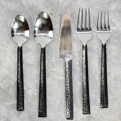 Haussmann Hammered Triangle Flatware 5 Pc Setting X 4 Place Settings