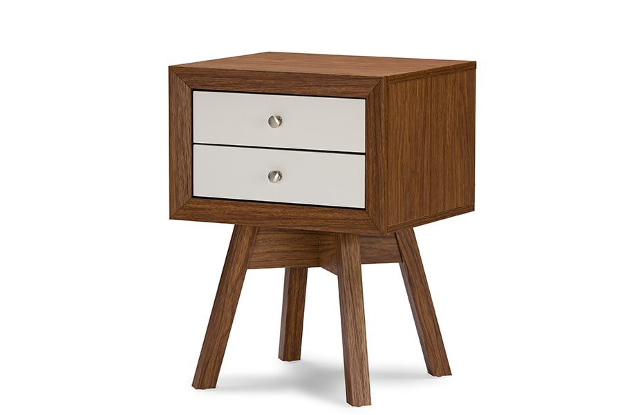 baxton studio warwick two tone walnut and white modern accent table and nightstand | Modish Furniture Store-2