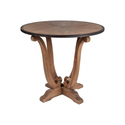 33" Lotus Mindi/Rattan Pedestal Accent Table, Brown by Jeffan | Accent Tables | Modishstore
