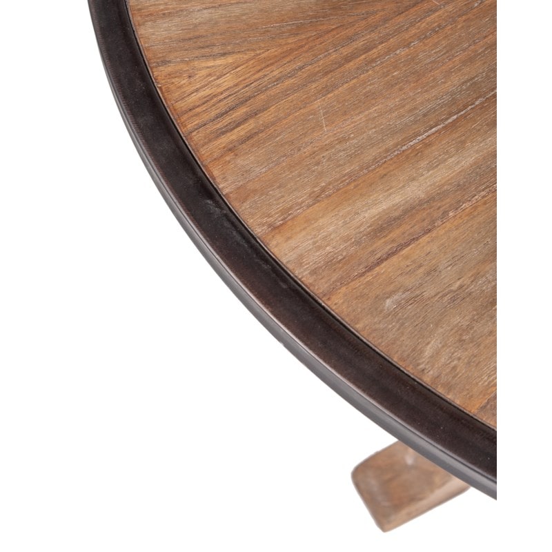 33" Lotus Mindi/Rattan Pedestal Accent Table, Brown by Jeffan | Accent Tables | Modishstore - 3