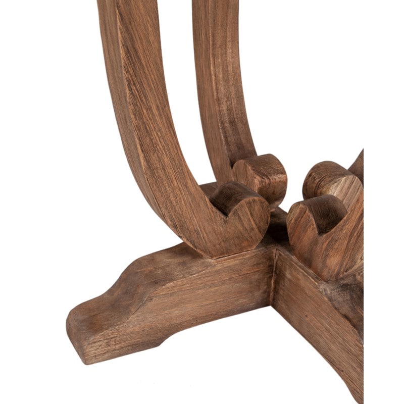 33" Lotus Mindi/Rattan Pedestal Accent Table, Brown by Jeffan | Accent Tables | Modishstore - 4