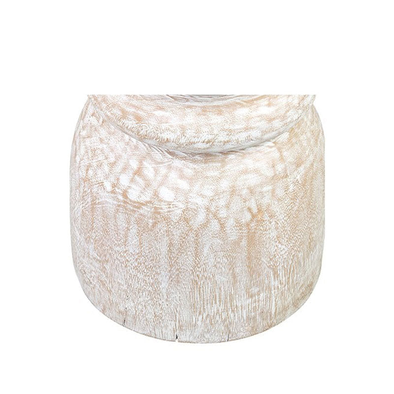 Marlowe Hourglass TeakWood Stool - White Wash by Jeffan | Stools | Modishstore - 4