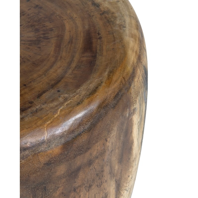 Newcomb Organic Munggur Wood Drum Ottoman - Natural by Jeffan | Ottomans | Modishstore - 3