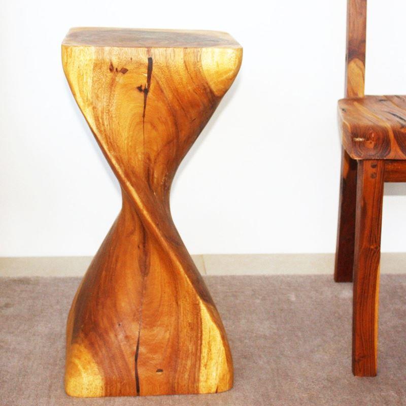Haussmann Single Twist Stool Sustainable Wood 12" Sq - Oak | Stools & Benches | Modishstore-4