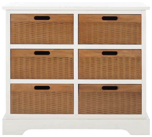 Safavieh Landers 6 Drawer Storage Unit - Distressed White | Cabinets | Modishstore - 2