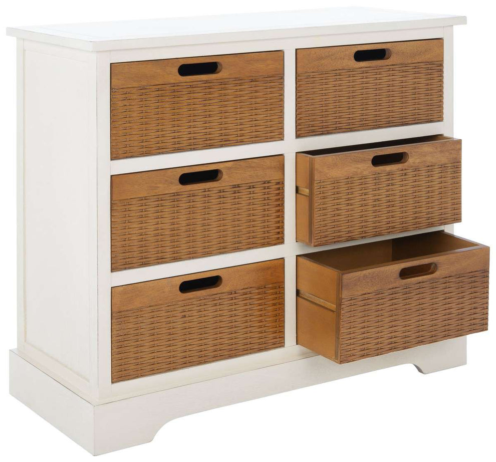Safavieh Landers 6 Drawer Storage Unit - Distressed White | Cabinets | Modishstore - 3