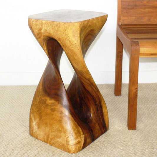 Haussmann Single Twist Vine 12" Sq - Walnut | Stools & Benches | Modishstore