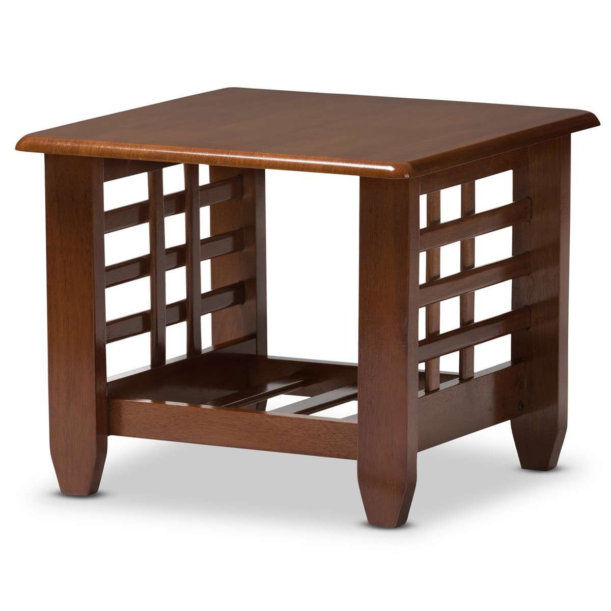 Baxton Studio Larissa Modern Classic Mission Style Cherry Finished Brown Wood Living Room Occasional End Table | End Tables | Modishstore - 3