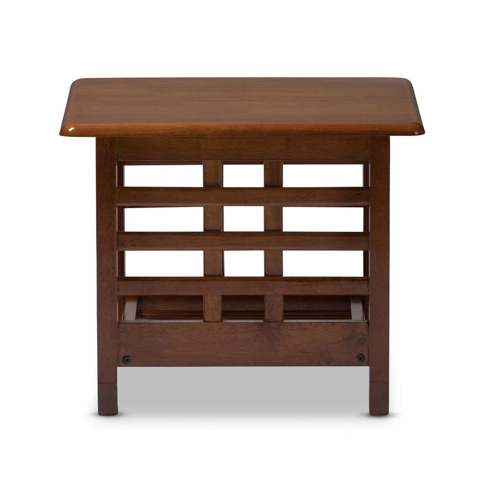Baxton Studio Larissa Modern Classic Mission Style Cherry Finished Brown Wood Living Room Occasional End Table | End Tables | Modishstore - 2