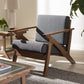 Baxton Studio Cayla Mid-Century Modern Grey Fabric and "Walnut" Brown Wood Living Room 1-Seater Lounge Chair | Modishstore | Lounge Chairs