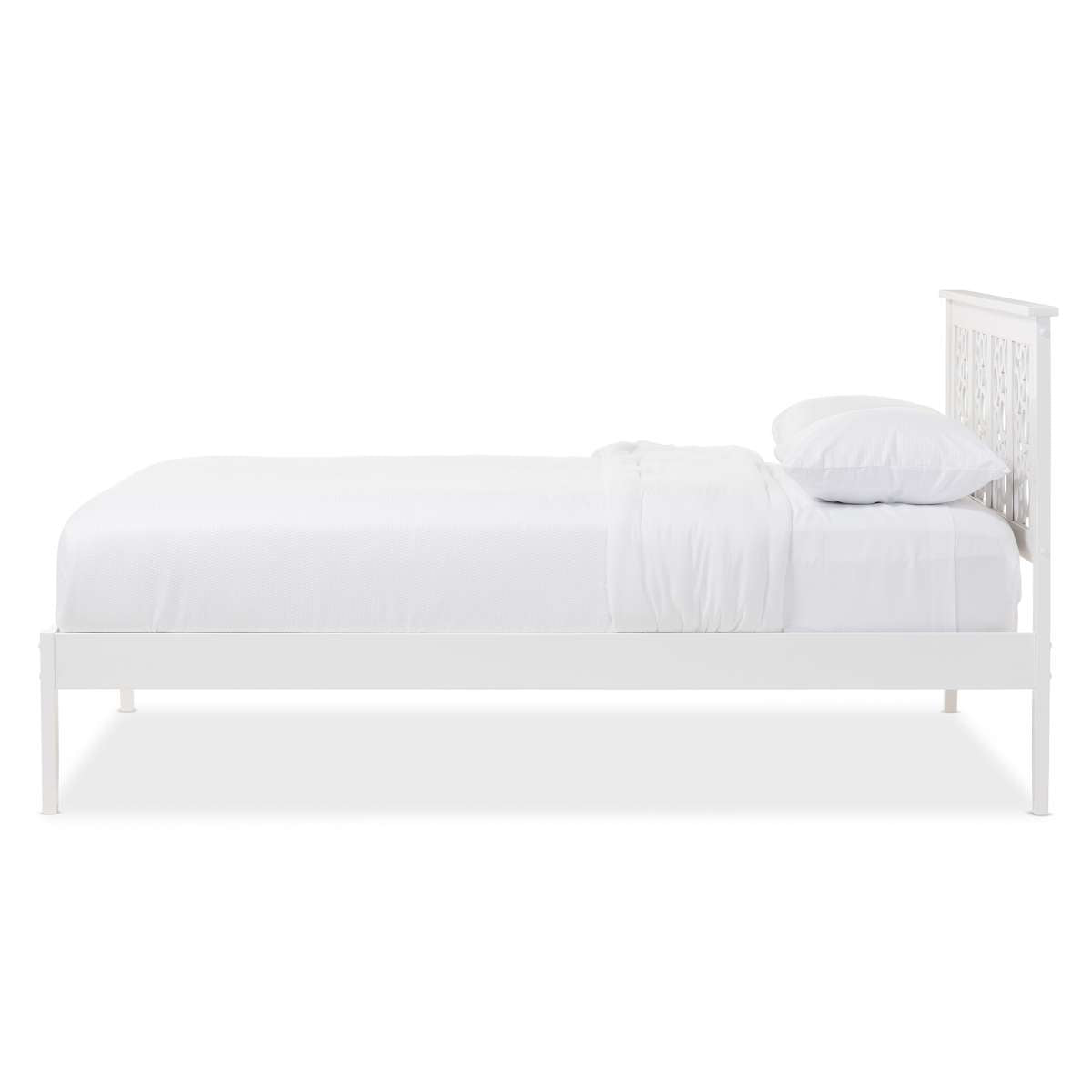 Baxton Studio Celine Modern and Contemporary Geometric Pattern White Solid Wood Full Size Platform Bed | Beds | Modishstore - 2