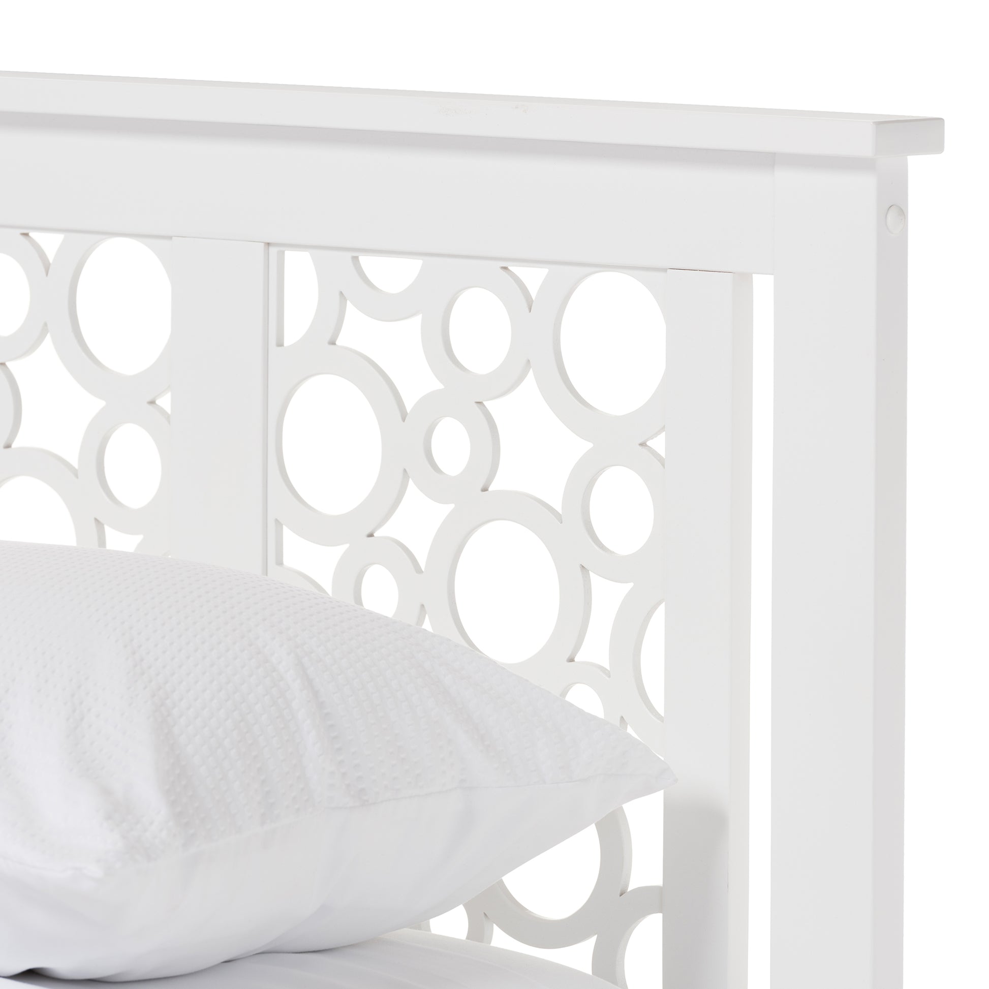 Baxton Studio Celine Modern and Contemporary Geometric Pattern White Solid Wood Queen Size Platform Bed | Beds | Modishstore - 3