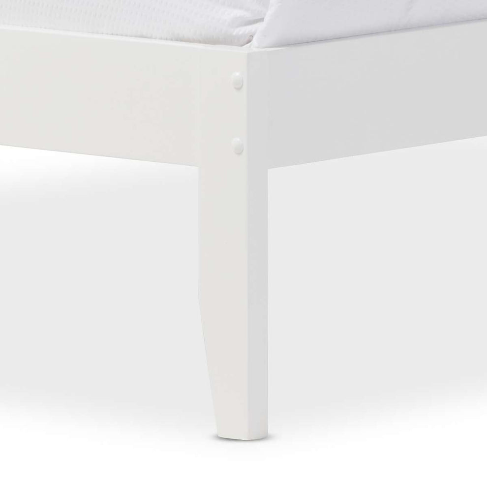 Baxton Studio Celine Modern and Contemporary Geometric Pattern White Solid Wood Queen Size Platform Bed | Beds | Modishstore - 4