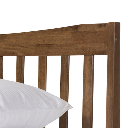 Baxton Studio Edeline Mid-Century Modern Solid Walnut Wood Curvaceous Slatted Full Size Platform Bed | Beds | Modishstore - 3