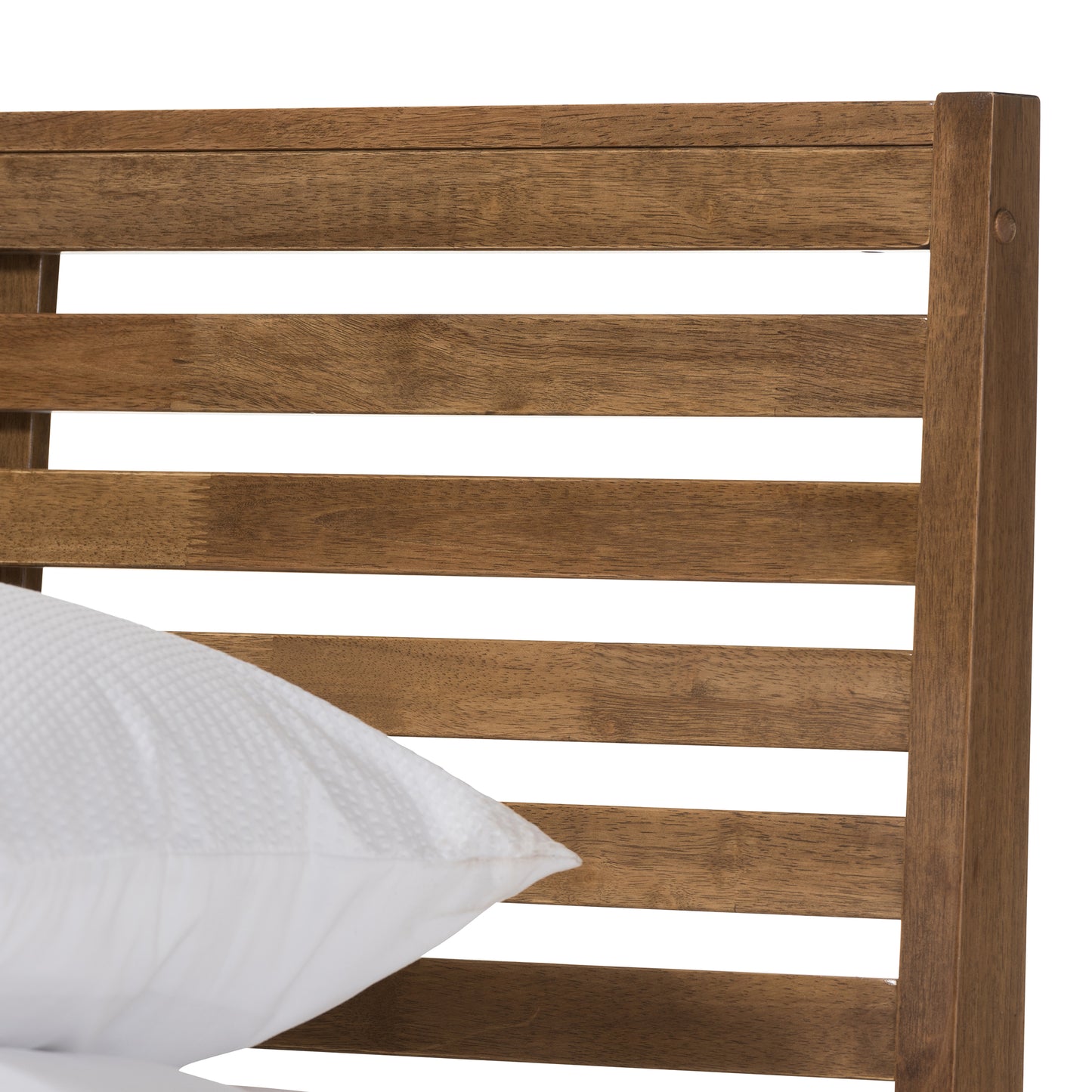 Baxton Studio Daylan Mid-Century Modern Solid Walnut Wood Slatted Queen Size Platform Bed | Beds | Modishstore - 3