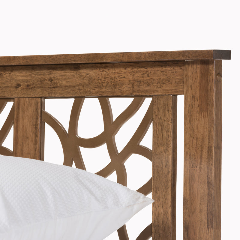 Baxton Studio Trina Contemporary Tree Branch Inspired Walnut Wood Queen Size Platform Bed | Beds | Modishstore - 3