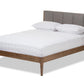 baxton studio ember mid century light grey fabric and medium brown finish wood queen size platform bed | Modish Furniture Store-2