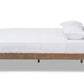 baxton studio ember mid century light grey fabric and medium brown finish wood queen size platform bed | Modish Furniture Store-3