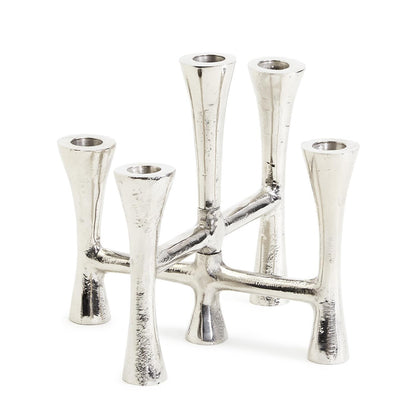 Silver Taper Candleholder Holds 5 Candles By Tozai Home | Candle Holders | Modishstore -2