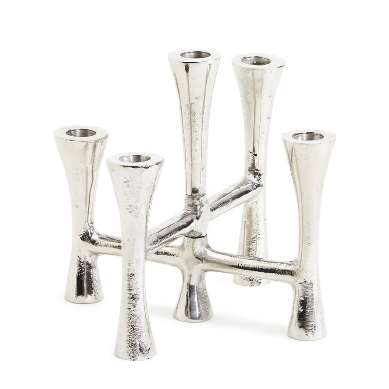 Silver Taper Candleholder Holds 5 Candles By Tozai Home | Candle Holders | Modishstore -2