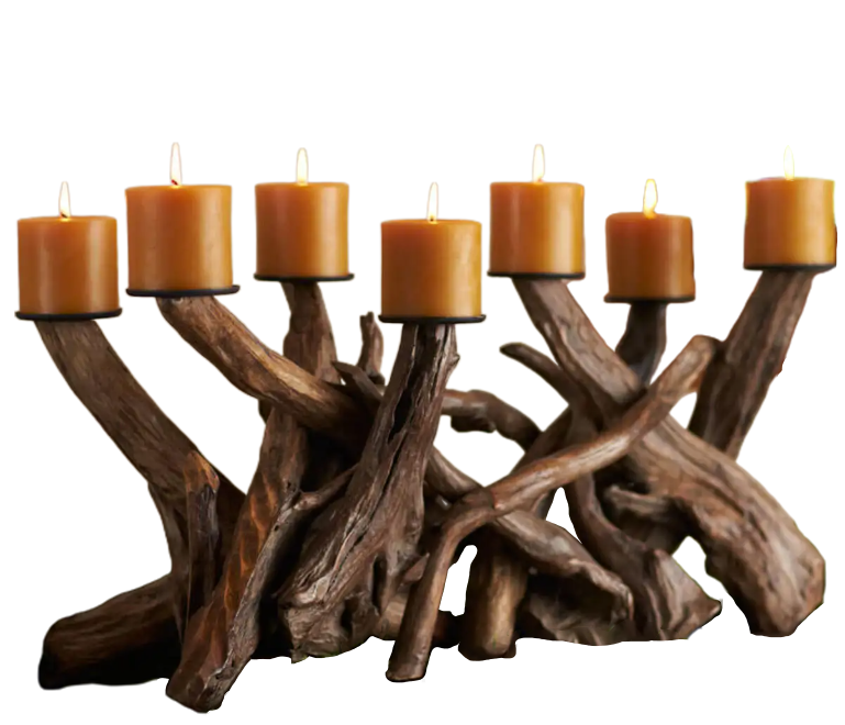 Driftwood Natural Dark Candelabra, Horizontal & Vertical | Candle Holders | Modishstore-6