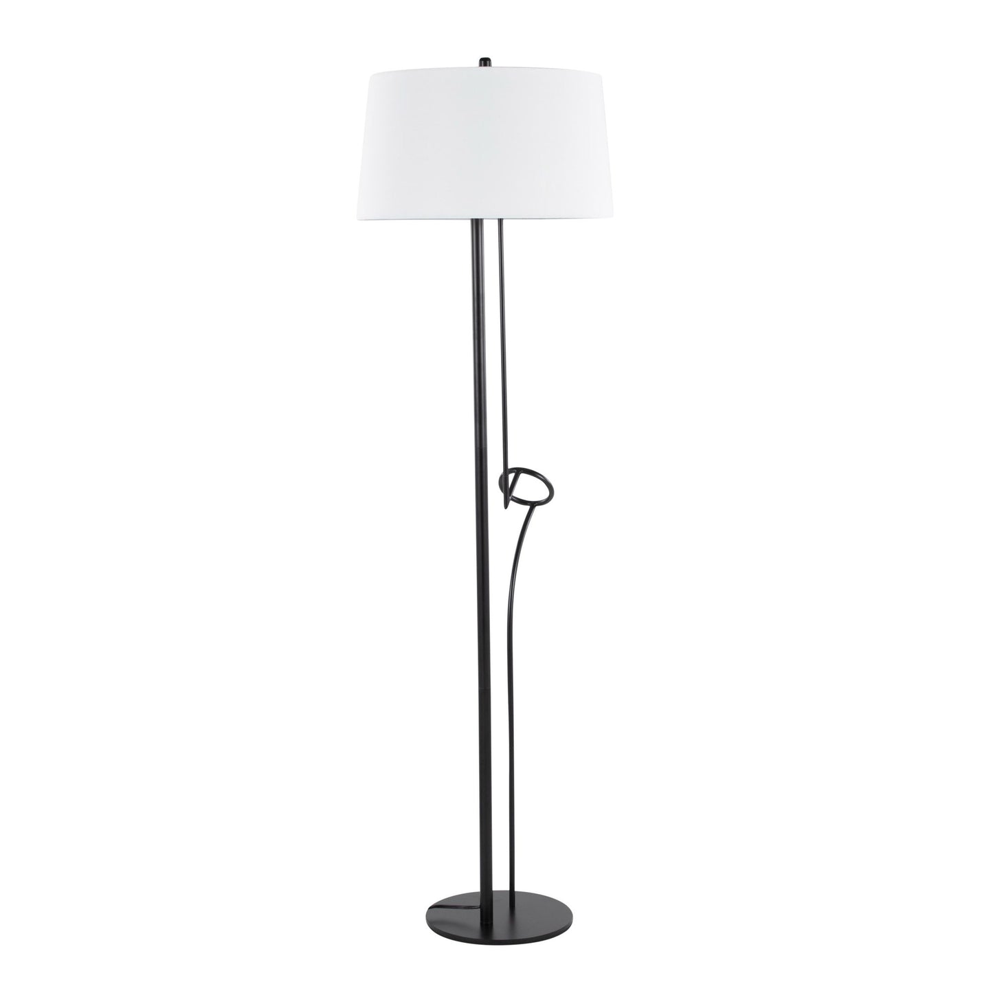 Shadow Contemporary Floor Lamp in Black Steel with White Linen Shade By LumiSource | Floor Lamps | Modishstore - 6