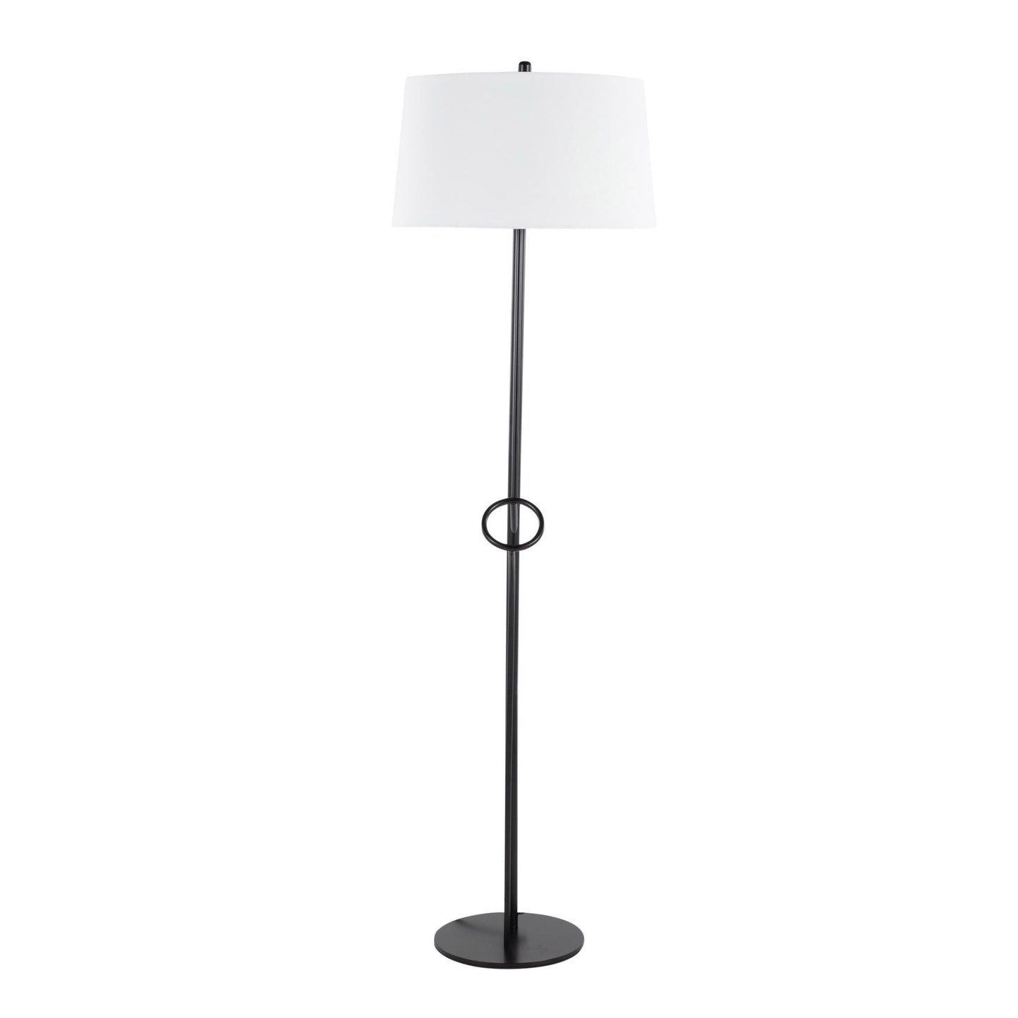 Shadow Contemporary Floor Lamp in Black Steel with White Linen Shade By LumiSource | Floor Lamps | Modishstore - 7
