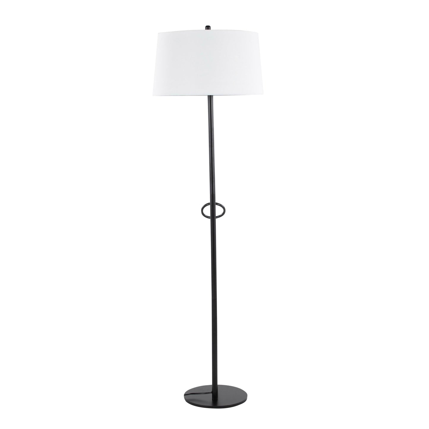 Shadow Contemporary Floor Lamp in Black Steel with White Linen Shade By LumiSource | Floor Lamps | Modishstore - 8