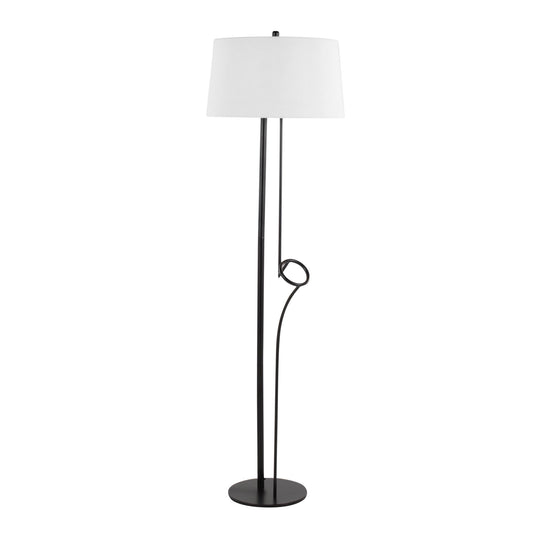 Shadow Contemporary Floor Lamp in Black Steel with White Linen Shade By LumiSource | Floor Lamps | Modishstore