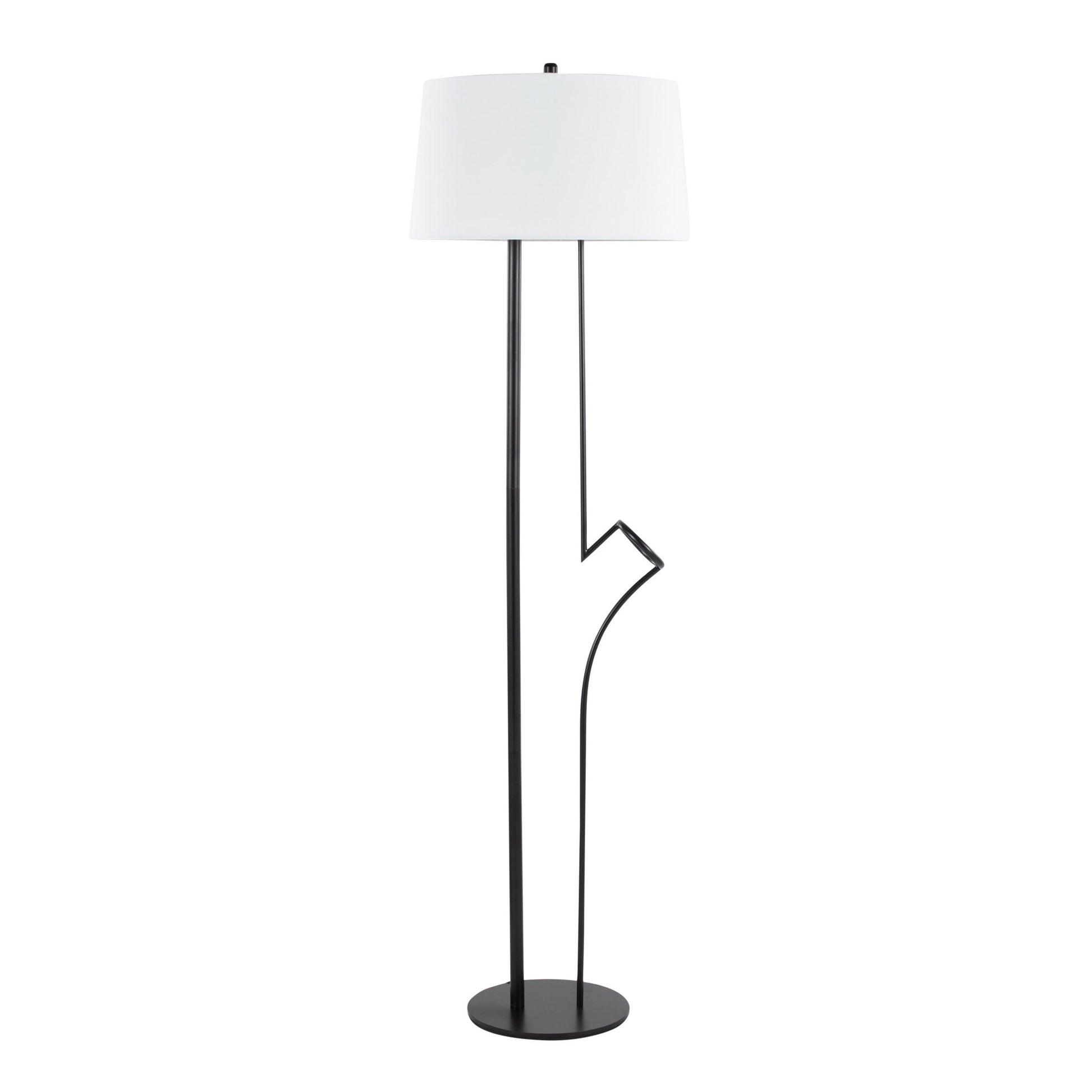 Shadow Contemporary Floor Lamp in Black Steel with White Linen Shade By LumiSource | Floor Lamps | Modishstore - 5