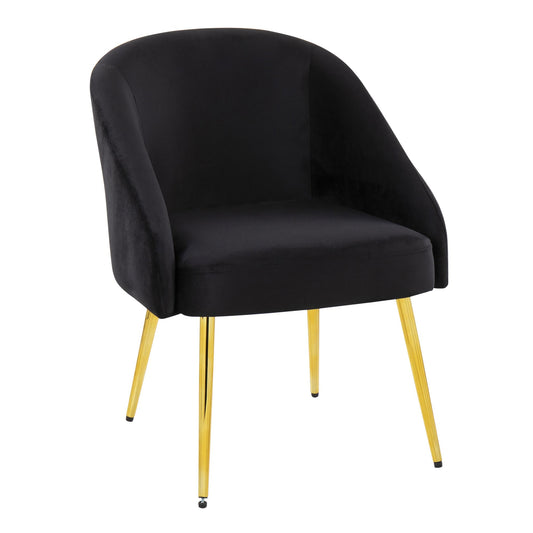 Shiraz Contemporary/Glam Chair in Gold Metal and Black Velvet By LumiSource | Side Chairs | Modishstore